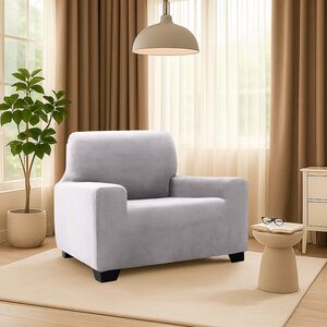 REGAL MILLS EASYSTRETCH VELVET SILVER Armchair Cover