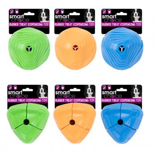 Treat Dispensing Rubber Dog Toy 3 Colours