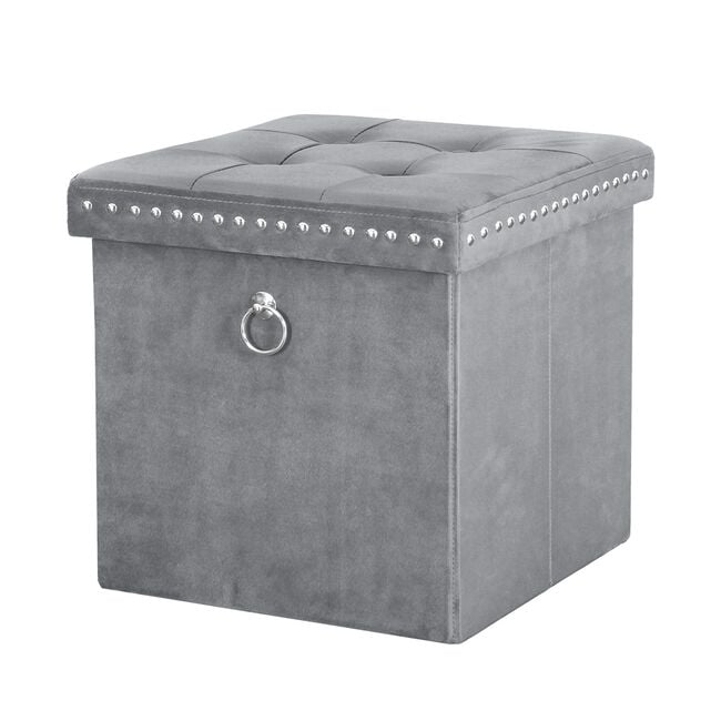 VELVET FOLDABLE SMALL Charcoal Ottoman