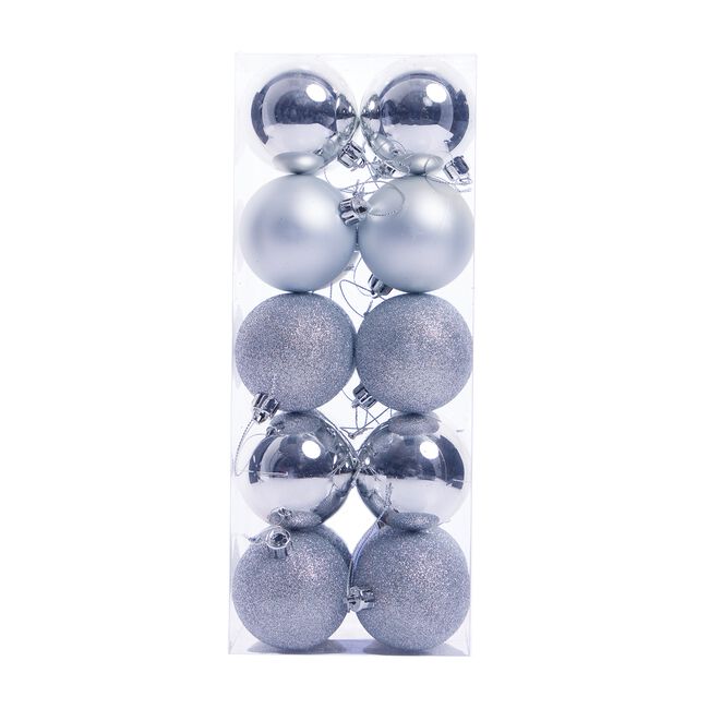 Silver Bauble Set - 20 Pack