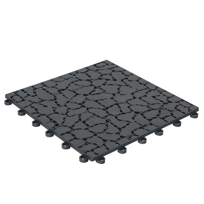Set of 4 Interlocking Pebble Effect Garden Tiles