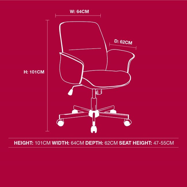 Elsa Office Chair Grey with Contrast Piping