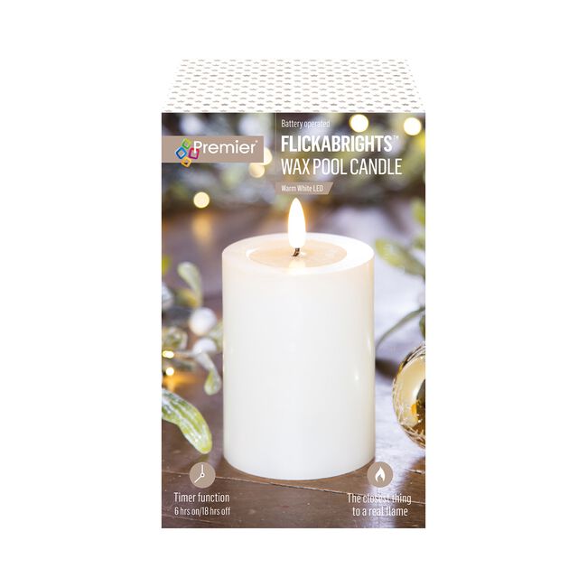 Flickabright LED 7.5x10cm Pillar Candle Cream