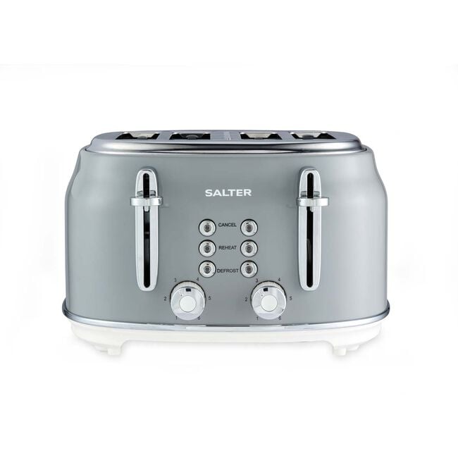 SALTER RETRO GREY CURVED BODY 4 Slice Toaster