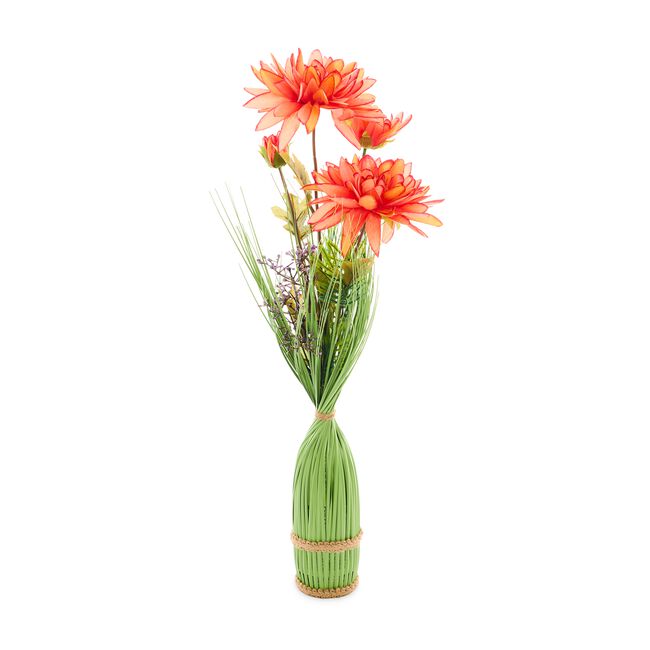 Floral Symphony Orange Chrysanthemum Faux Bouquet