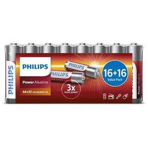 Philips Power Alkaline Pack of 32 AA Batteries
