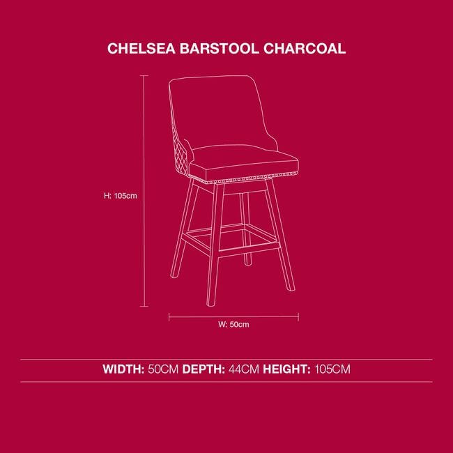 Chelsea Bar Stool - Charcoal Linen
