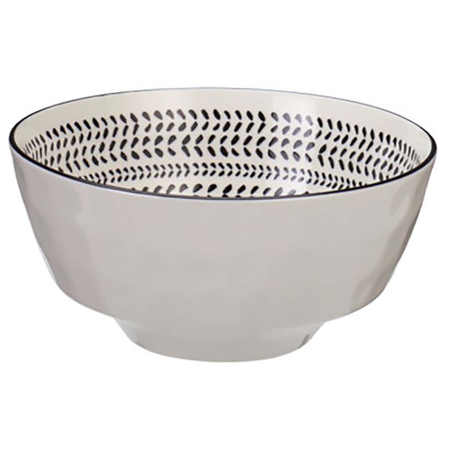 Siaki Cream & Black Printed Snack Bowl