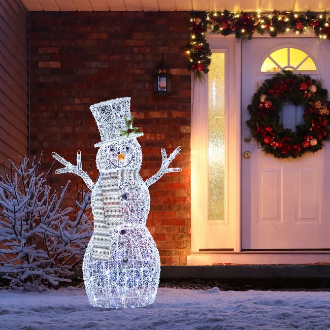 Crystal Bead Twinkling Lights Snowman With Scarf