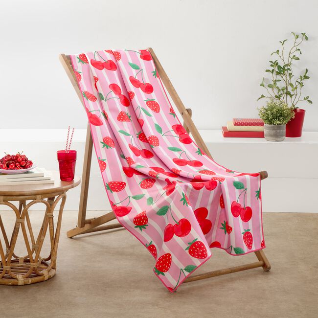 Printed Strawberry Microfibre Beach Towel