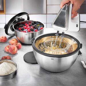 Gefo Muovo 2 Steel Bowls with Splash Guard Lid