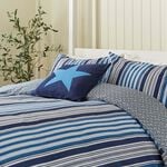 SUPER KING SIZE DUVET COVER Beach House Stripe Cobalt Blue / Navy