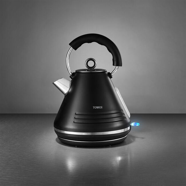 Tower Ash Black 1.7L Pyramid Kettle