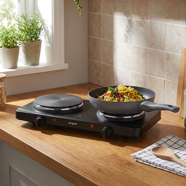 Progress Black Double Hot Plate