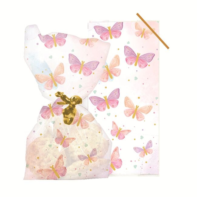 20 Butterfly Cello Bags with Twist Ties 