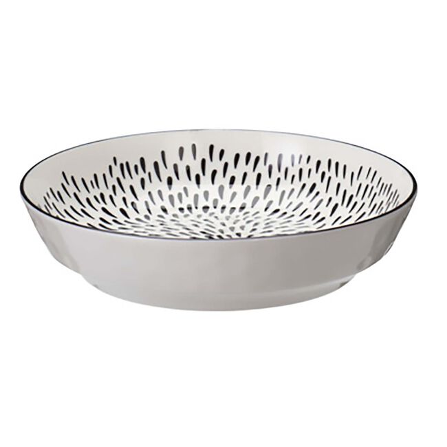 Siaki Cream & Black Printed Pasta Bowl