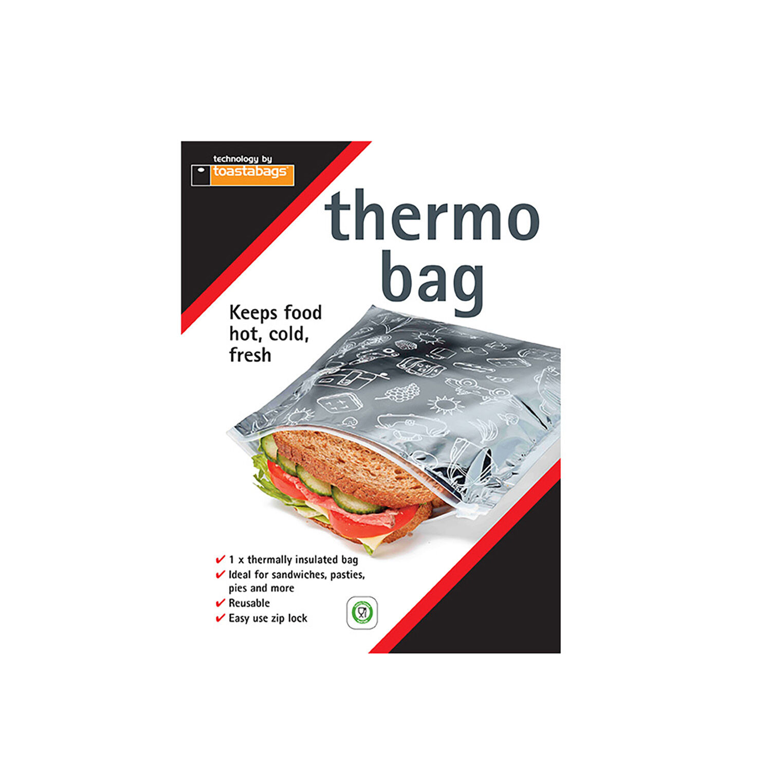 1 1 FREE TOASTBAGS THERMA BAG INSULATED ZIP LOCK BAG KEEPS FOOD HOT COLD FRESH