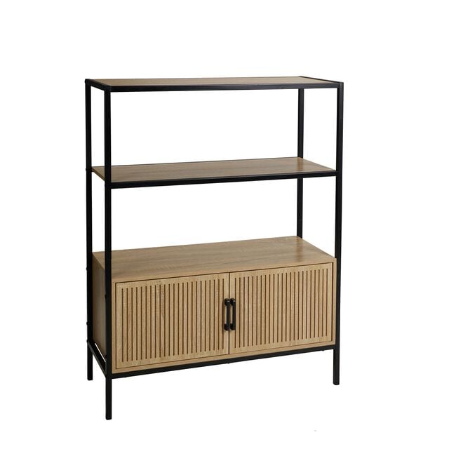Three Layer Cabinet with Black Metal Frame