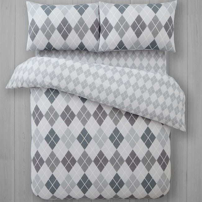 KING DUVET COVER Brushed Cotton Argyle