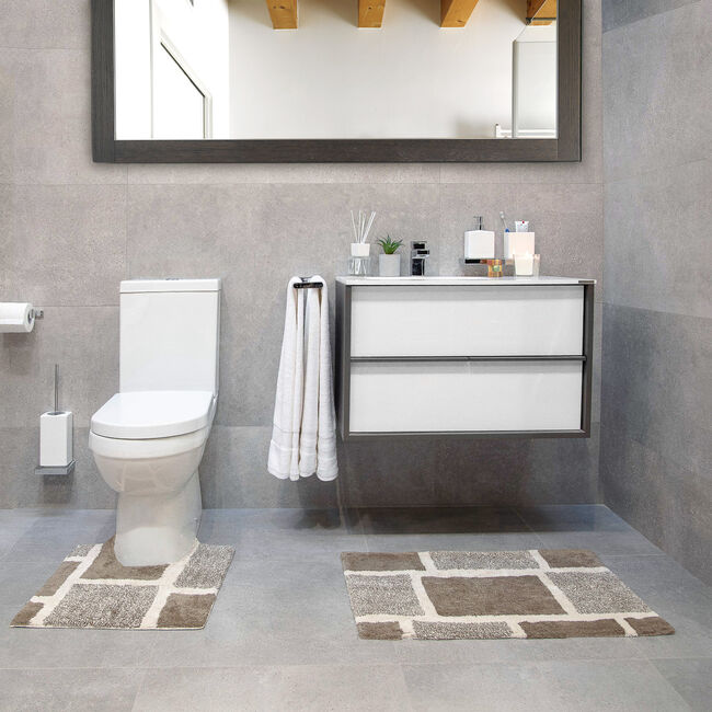 Squares Natural Bath Mat 50cm x 80cm