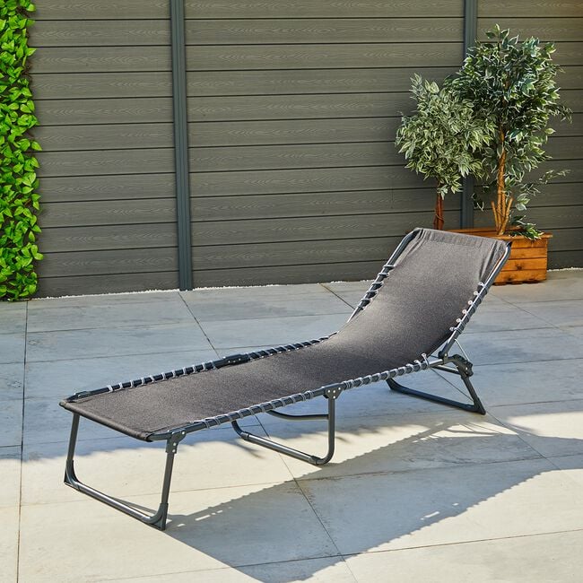 Black Folding Sun Lounger