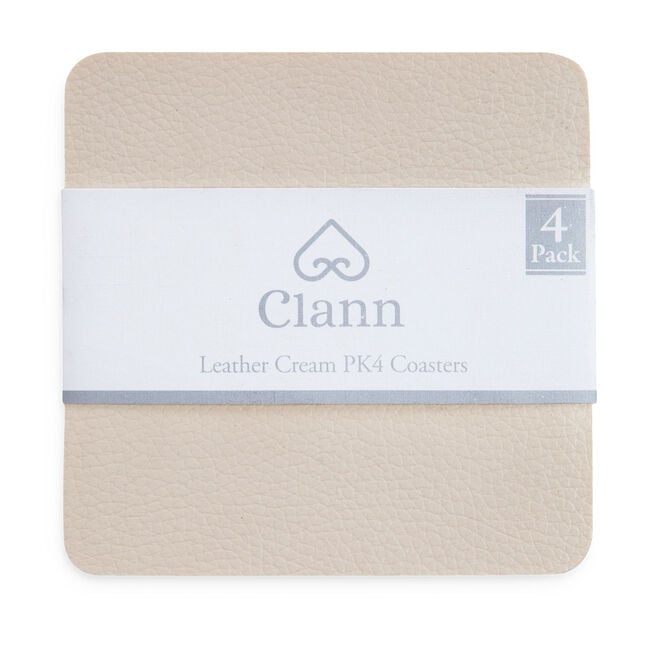 Leather Coasters 4 Pack - Cream