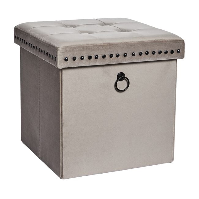 VELVET FOLDABLE SMALL Mink Ottoman