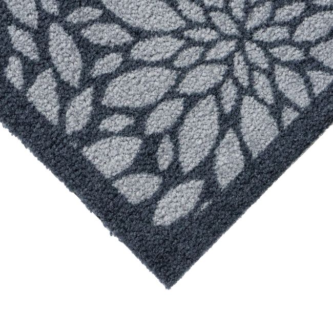 JVL Flowers Black/Grey Mega Mat 50cm x 75cm