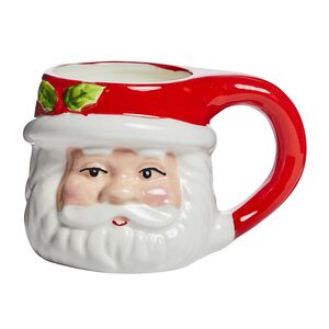 Christmas Santa With Holly Ceramic Candle
