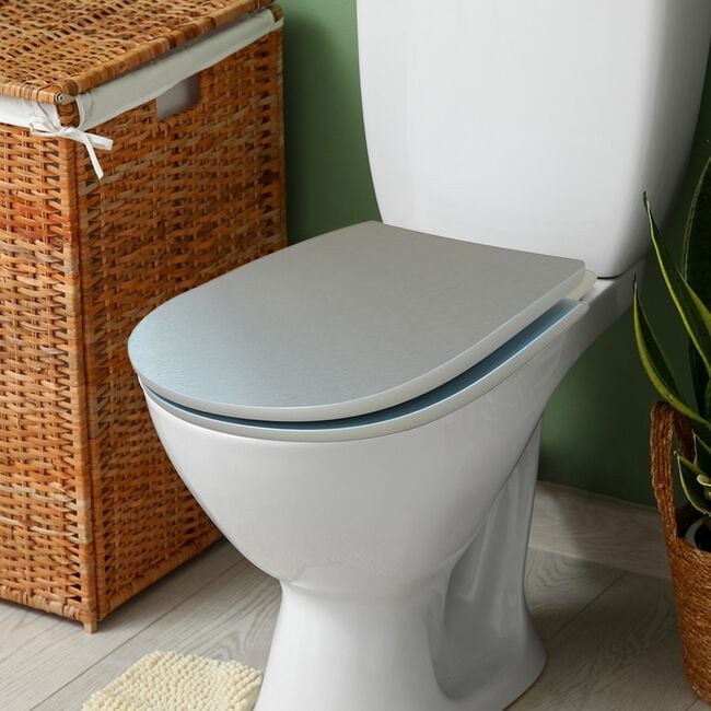 Silver Brushed Slow Closing Toilet Seat