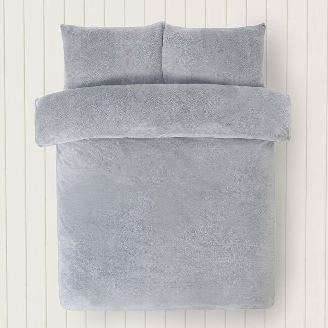 SINGLE DUVET COVER Teddy Plush Grey