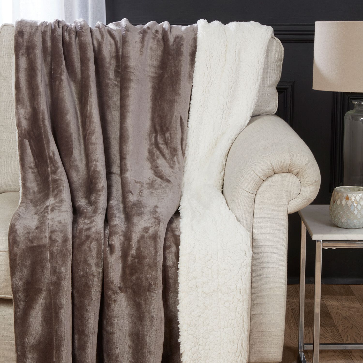 Ruane Mink Sherpa Champagne Throw 127 x 152cm Home Store + More