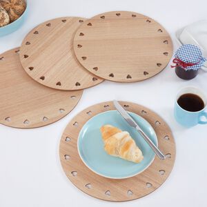 Round Wooden Hearts Placemats 4 Pack 