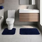 2 Piece Cotton Plain Dye Navy Bathroom Set