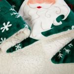 Ruane Snowy Santa Sherpa Green Throw 127cm x 152cm