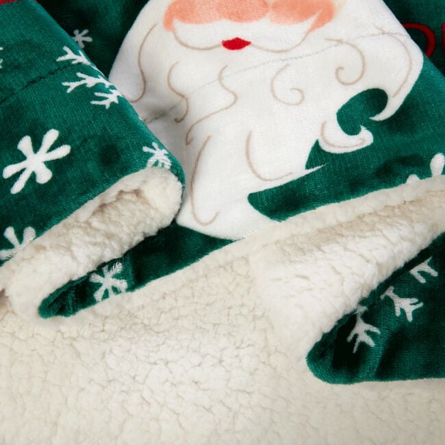 Ruane Snowy Santa Sherpa Green Throw 127cm x 152cm