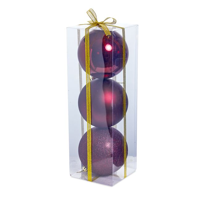 3 PACK 12CM Burgundy Baubles