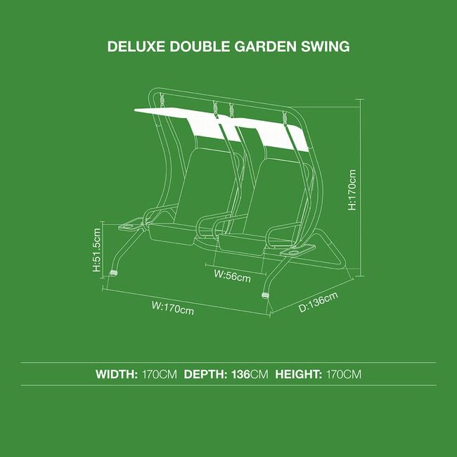 Deluxe 2 Seater Garden Swing Chair