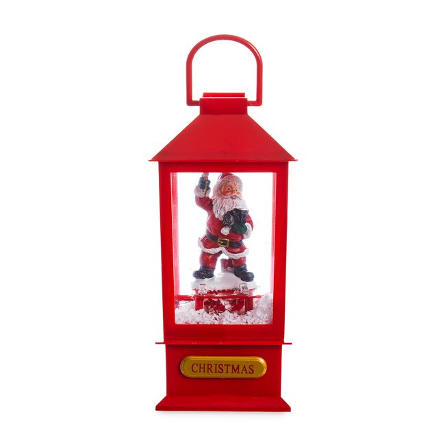 Mini Snowing Santa Lantern 19cm