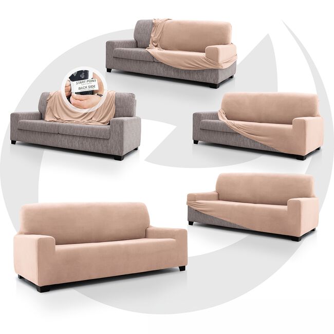 REGAL MILLS EASYSTRETCH CREAMA NATURAL 4 Seater Sofa Cover