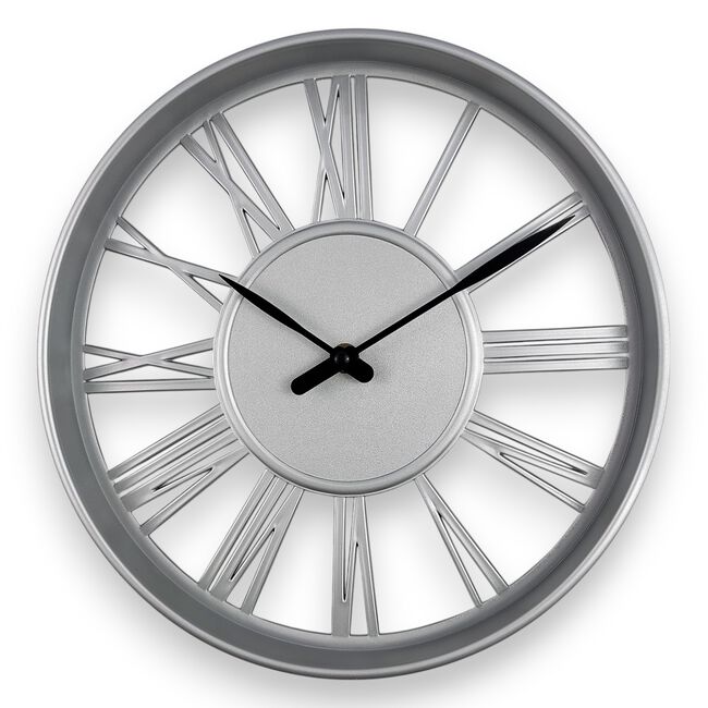 Skeleton Silver Clock 11'' 