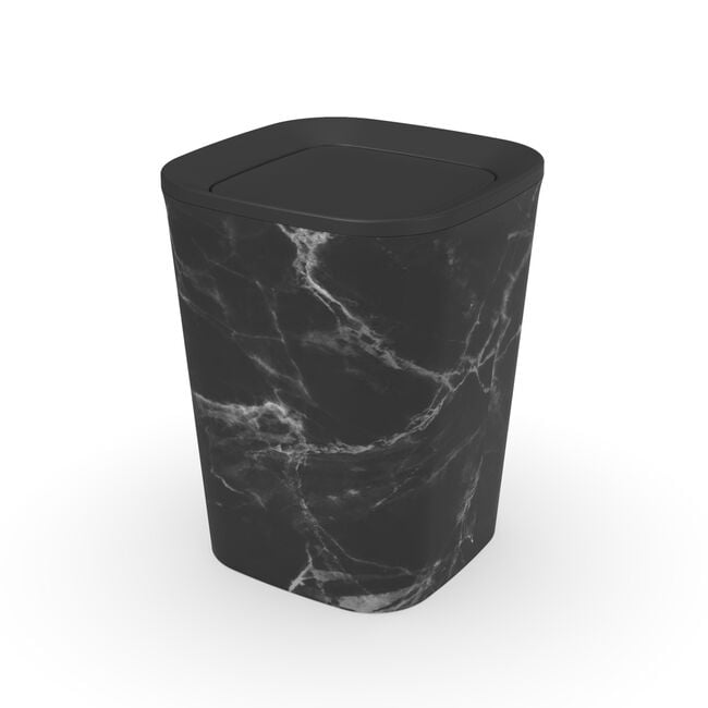 5L EZY STORAGE BLACK MARBLE SWING LID Bin