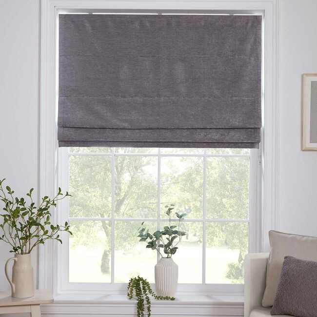 BLACKOUT & THERMAL TEXTURED SLATE 90X140cm Roman Blind