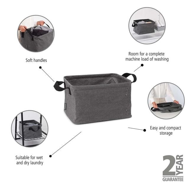 Brabantia Foldable Laundry Basket 35L Pepper Black