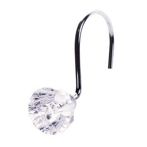 Crystal Chrome Shower Hooks - 12pk