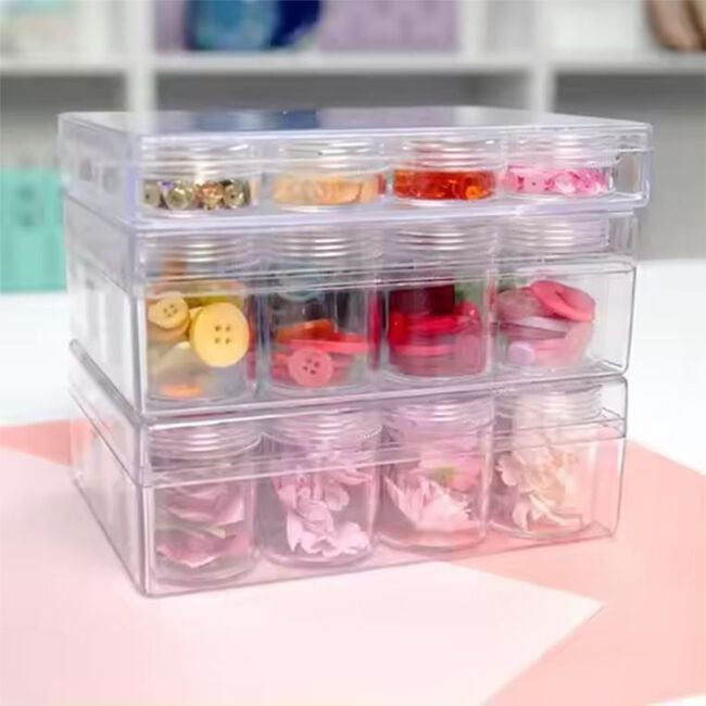 Plastic Container Oraginser With 12 Storage Jars