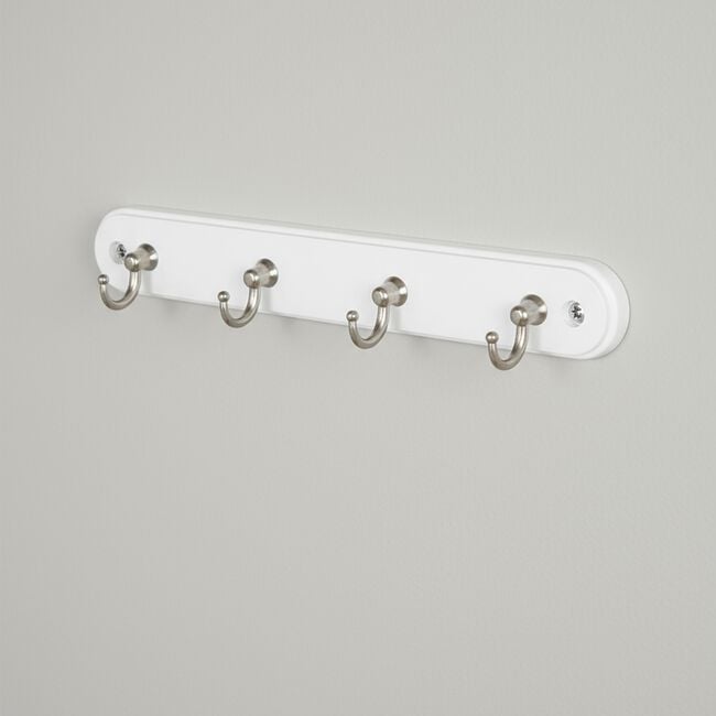 4 Round Hook White Wooden Board