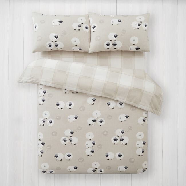 SUPERKING DUVET COVER Brushed Cotton Snoozy Sheep Nat
