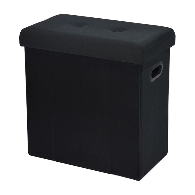 FOLDING SLIM BLACK STORAGE Ottoman
