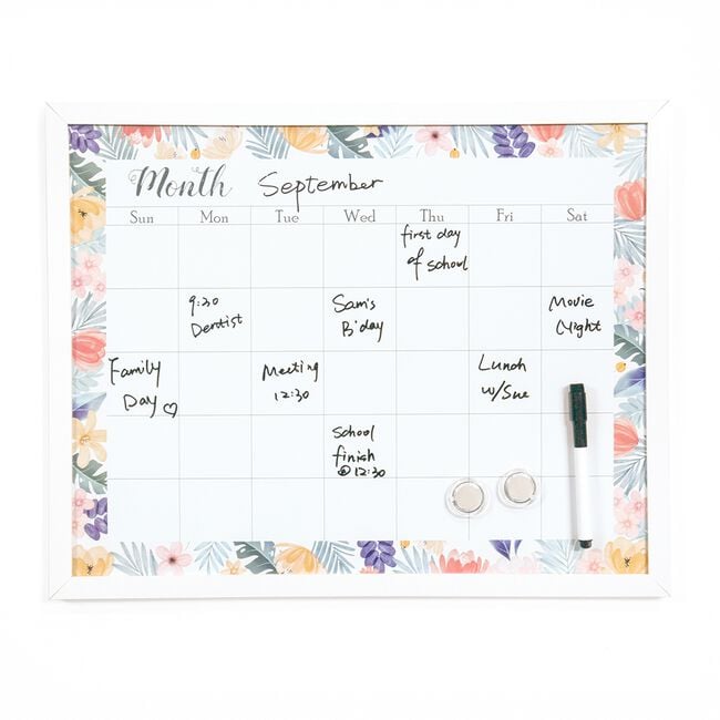 Magnetic Dry Erase Calendar Board Floral